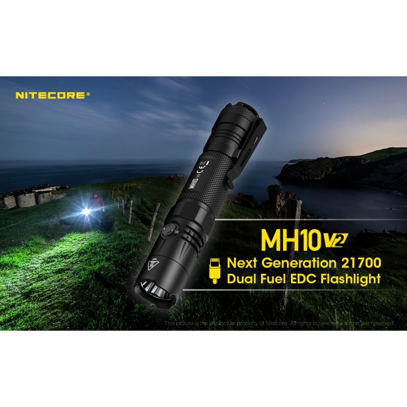 NITECORE MH10 V2 LED lommelygte 1200 lumen XP-L2 V6 holdbar kompakt design USB-C opladning udendørs eventyr