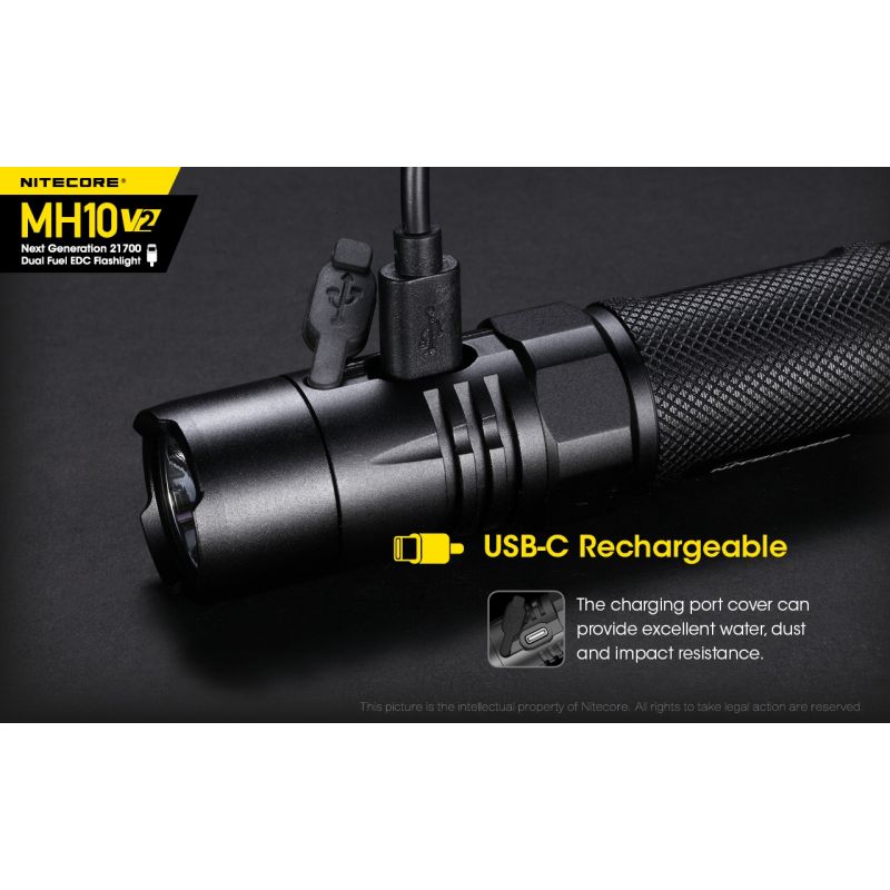 NITECORE MH10 V2 LED lommelygte 1200 lumen XP-L2 V6 holdbar kompakt design USB-C opladning udendørs eventyr