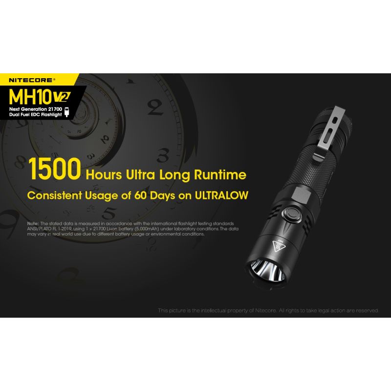 NITECORE MH10 V2 LED lommelygte 1200 lumen XP-L2 V6 holdbar kompakt design USB-C opladning udendørs eventyr