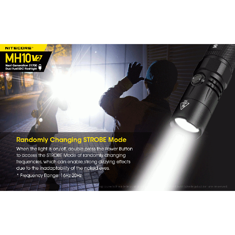 NITECORE MH10 V2 LED lommelygte 1200 lumen XP-L2 V6 holdbar kompakt design USB-C opladning udendørs eventyr