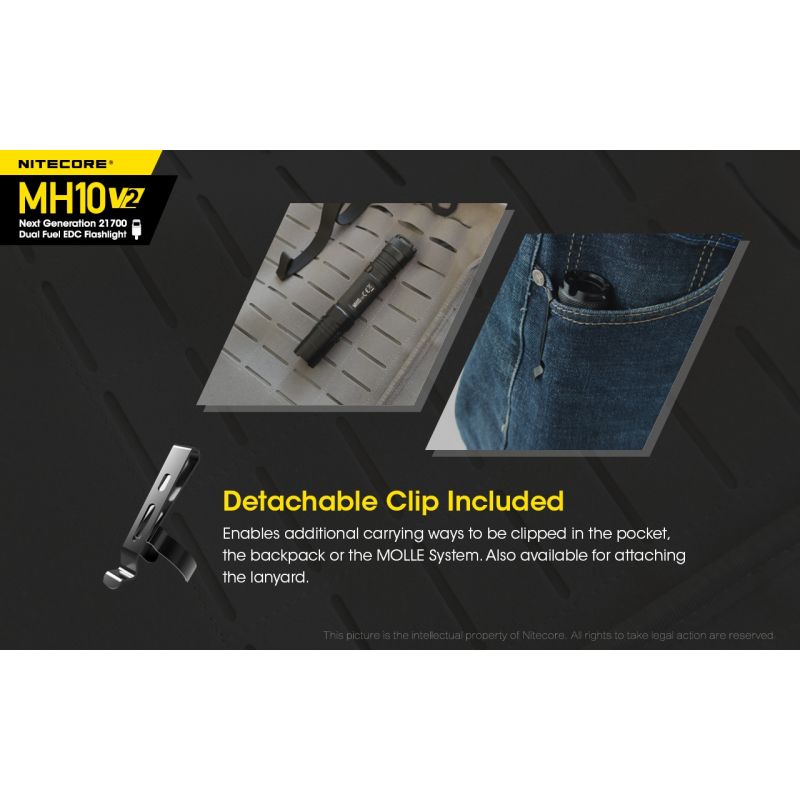 NITECORE MH10 V2 LED lommelygte 1200 lumen XP-L2 V6 holdbar kompakt design USB-C opladning udendørs eventyr