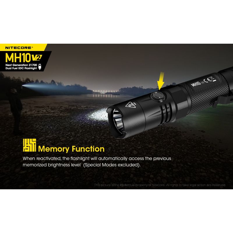NITECORE MH10 V2 LED lommelygte 1200 lumen XP-L2 V6 holdbar kompakt design USB-C opladning udendørs eventyr