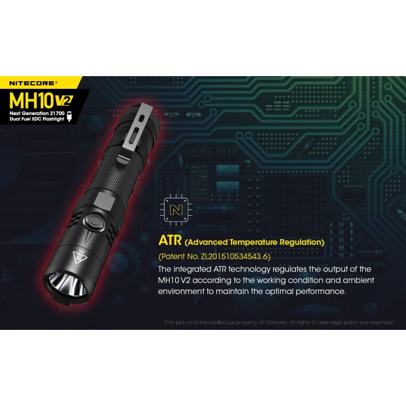 NITECORE MH10 V2 LED lommelygte 1200 lumen XP-L2 V6 holdbar kompakt design USB-C opladning udendørs eventyr