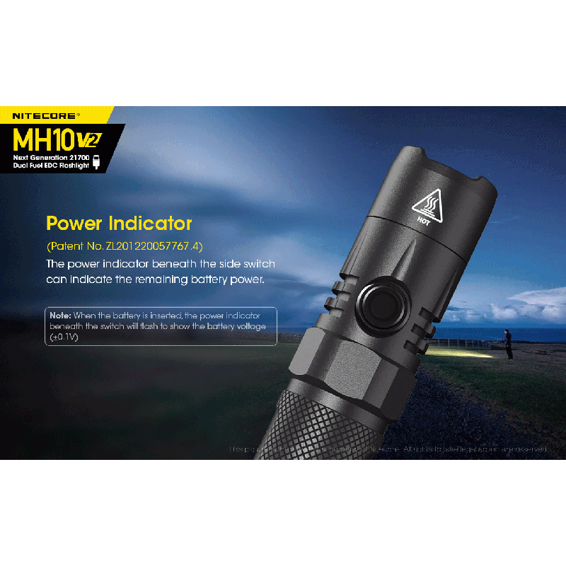 NITECORE MH10 V2 LED lommelygte 1200 lumen XP-L2 V6 holdbar kompakt design USB-C opladning udendørs eventyr