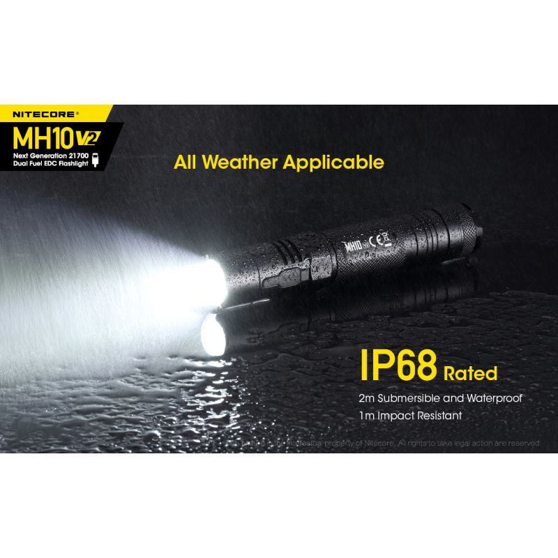 NITECORE MH10 V2 LED lommelygte 1200 lumen XP-L2 V6 holdbar kompakt design USB-C opladning udendørs eventyr