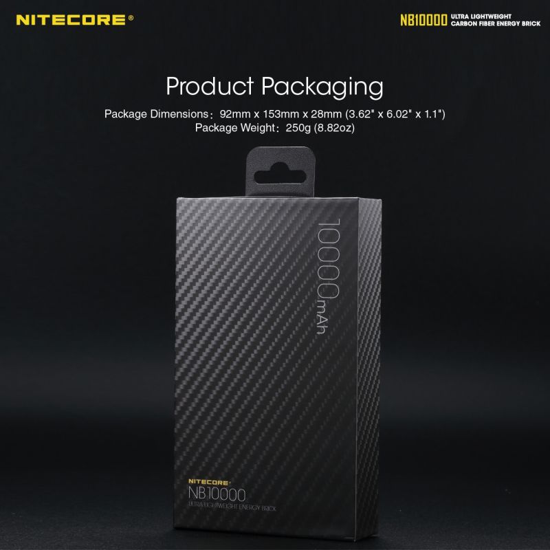 NITECORE NB10000 10000mAh letvægts powerbank QC Dual Port USB USB-C kompakt hurtig opladning smartphone tilbehør