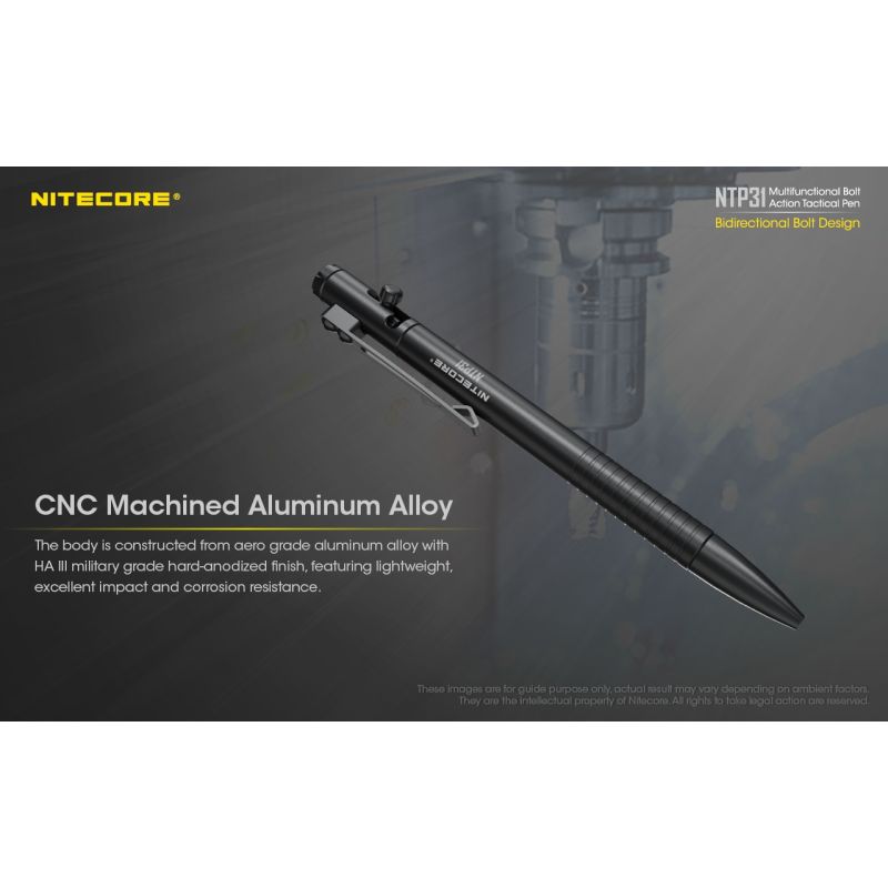 NITECORE NTP31 taktisk pen aluminiumlegering multifunktionspen med Gelion 39 refill glasbryder udendørsudstyr