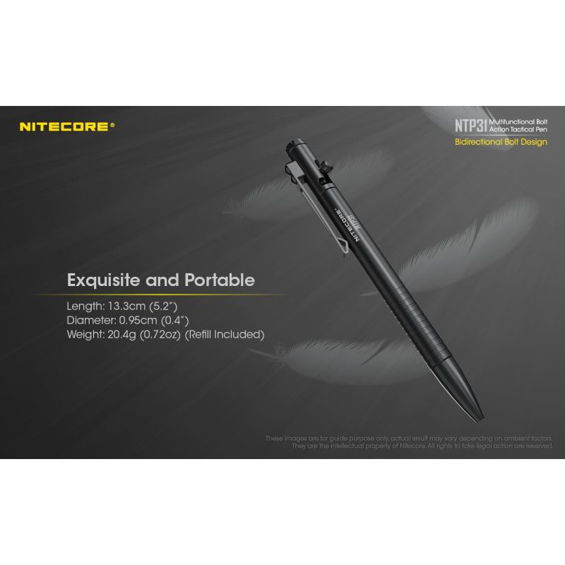 NITECORE NTP31 taktisk pen aluminiumlegering multifunktionspen med Gelion 39 refill glasbryder udendørsudstyr