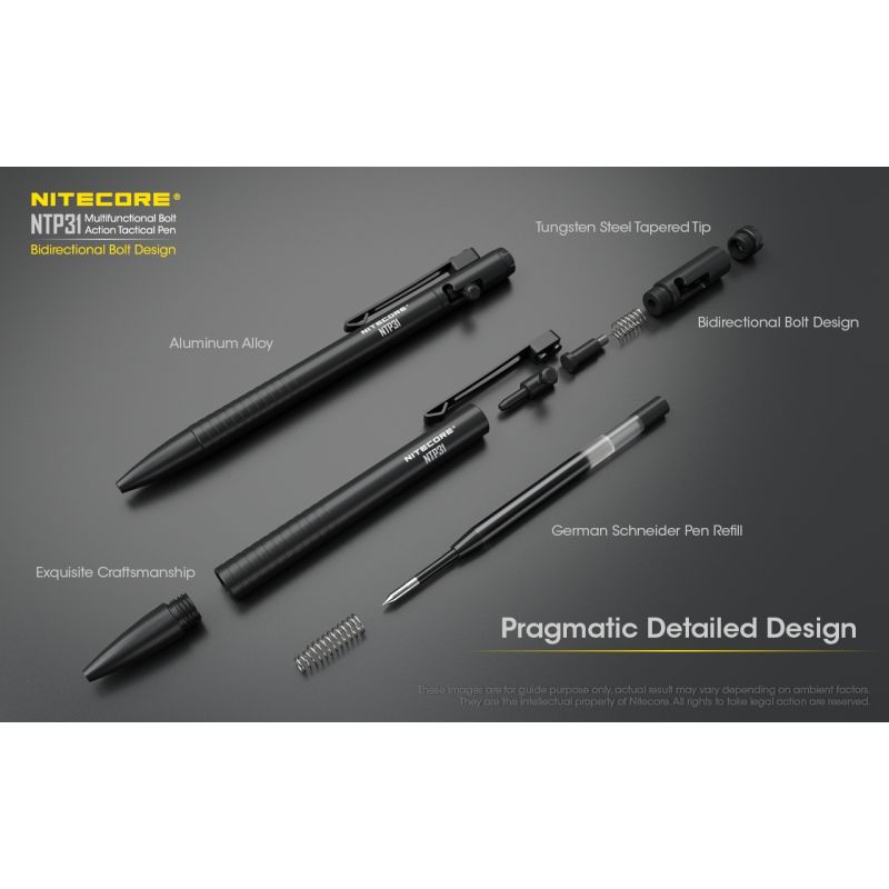 NITECORE NTP31 taktisk pen aluminiumlegering multifunktionspen med Gelion 39 refill glasbryder udendørsudstyr