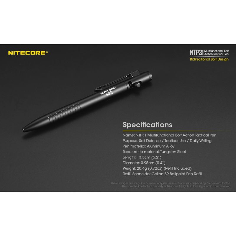 NITECORE NTP31 taktisk pen aluminiumlegering multifunktionspen med Gelion 39 refill glasbryder udendørsudstyr