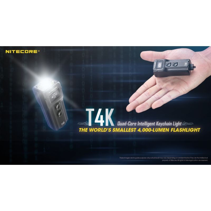 Nitecore T4K bærbar nøglering lommelygte 4000 lumen USB-C opladning kompakt og pålidelig udendørs belysning