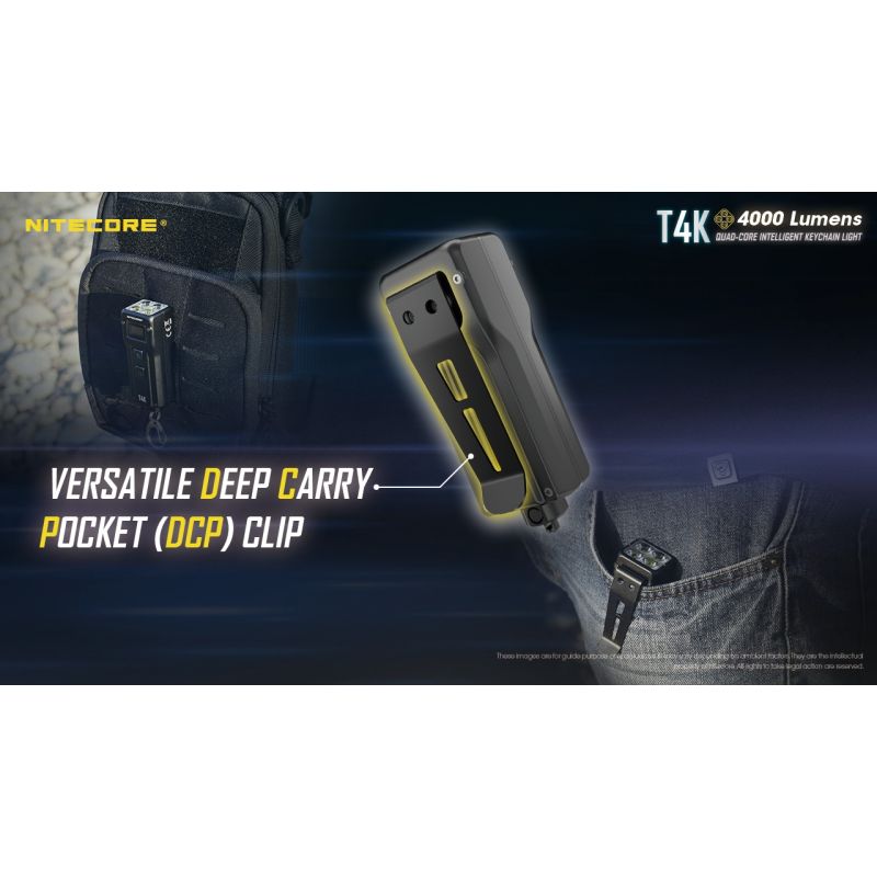 Nitecore T4K bærbar nøglering lommelygte 4000 lumen USB-C opladning kompakt og pålidelig udendørs belysning