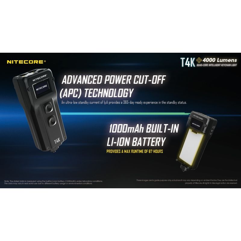Nitecore T4K bærbar nøglering lommelygte 4000 lumen USB-C opladning kompakt og pålidelig udendørs belysning