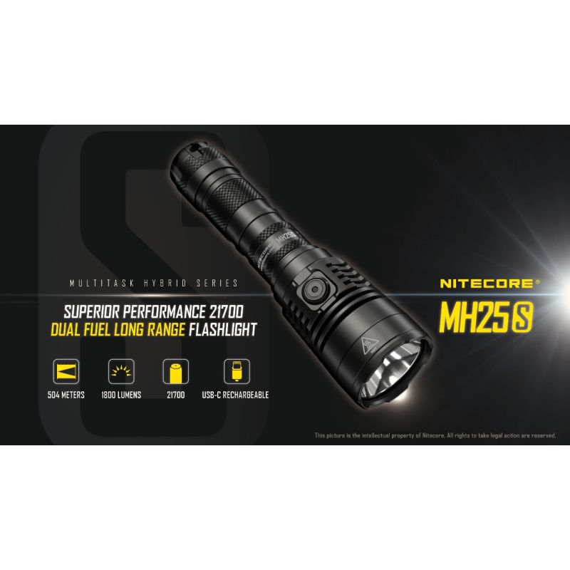 Nitecore MH25S LED lommelygte 1800 lumen USB-C opladelig høj lysstyrke lang rækkevidde udendørs eventyr