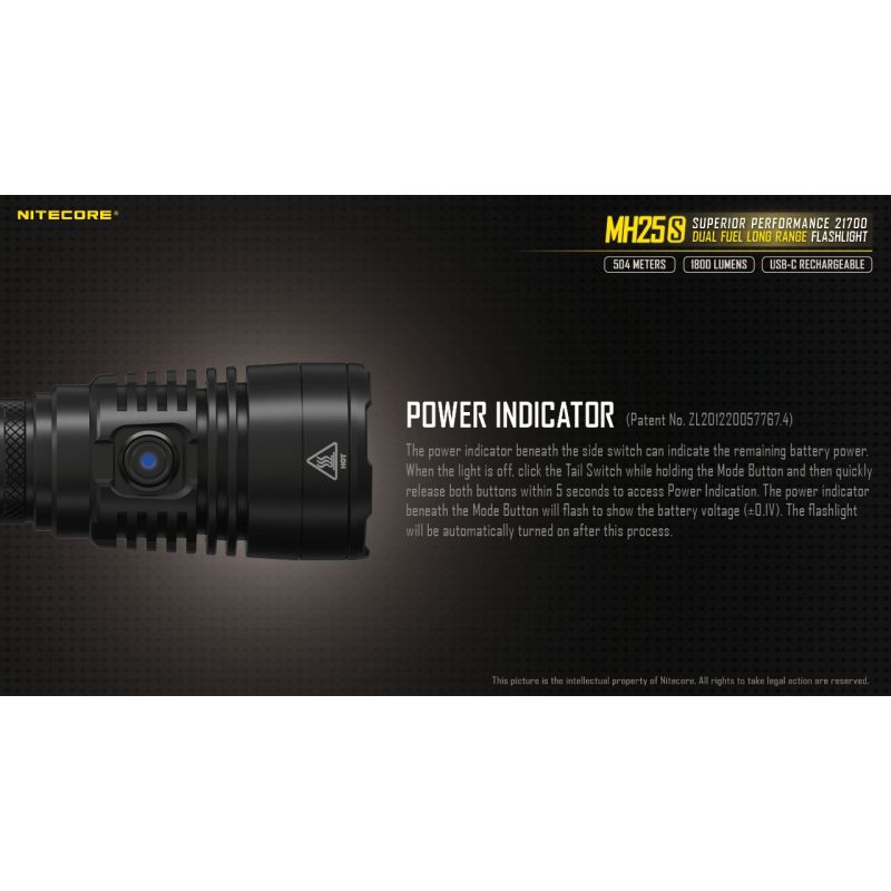 Nitecore MH25S LED lommelygte 1800 lumen USB-C opladelig høj lysstyrke lang rækkevidde udendørs eventyr