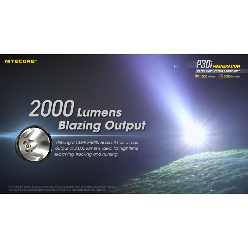 Nitecore P30i med XHP35 HI LED 2000 lumen højtydende lommelygte med 1000 meter rækkevidde til natteeventyr