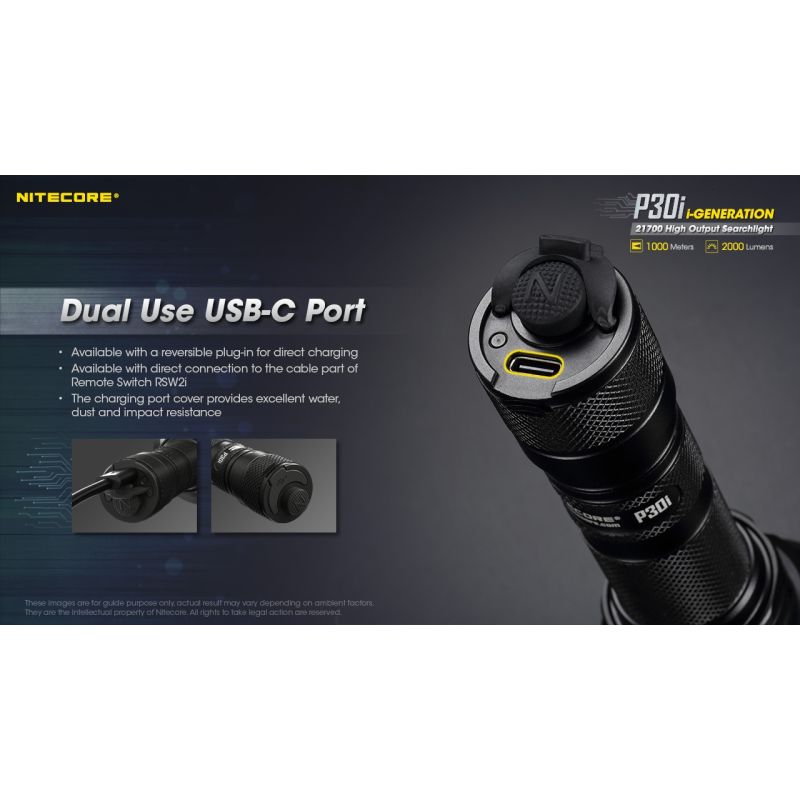 Nitecore P30i med XHP35 HI LED 2000 lumen højtydende lommelygte med 1000 meter rækkevidde til natteeventyr