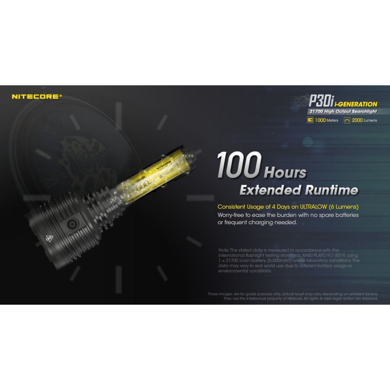 Nitecore P30i med XHP35 HI LED 2000 lumen højtydende lommelygte med 1000 meter rækkevidde til natteeventyr