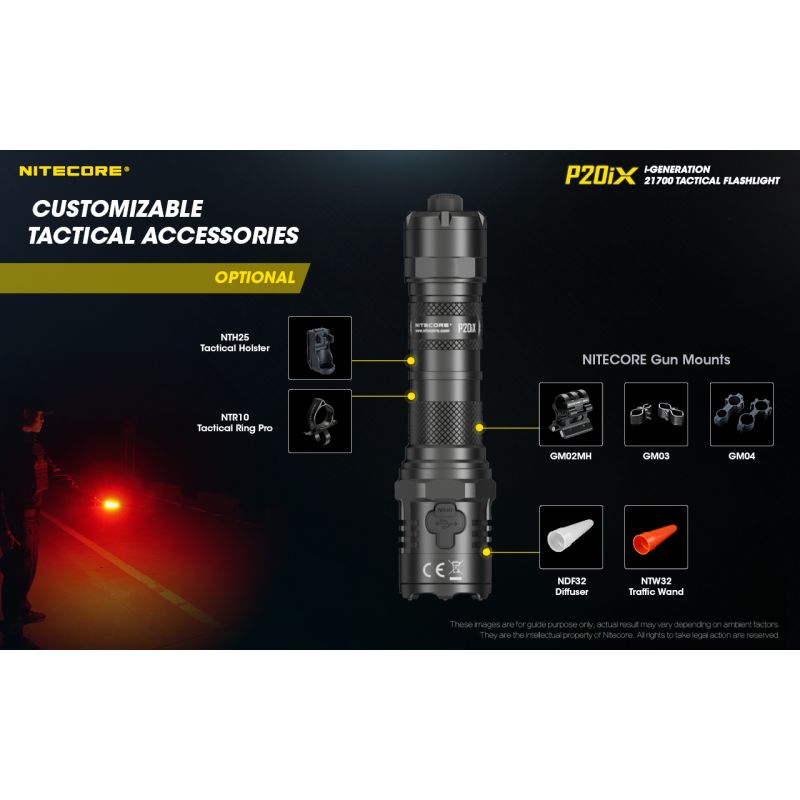 Nitecore P20IX outdoor lommelygte med 4000 lumen stærk belysning USB-C genopladelig til camping og nødbrug
