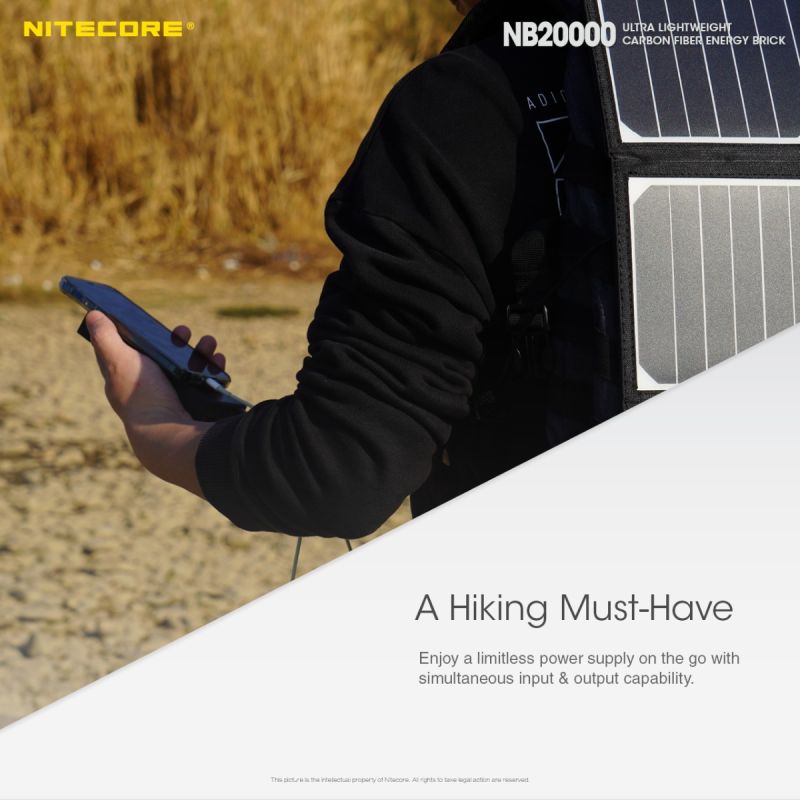 Nitecore NB20000 QC Dobbelt Port USB USB-C powerbank 20000mAh letvægt hurtig opladning bærbar oplader