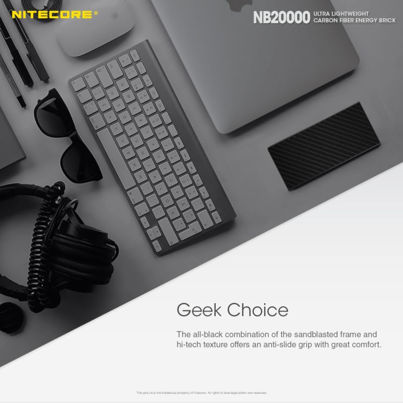 Nitecore NB20000 QC Dobbelt Port USB USB-C powerbank 20000mAh letvægt hurtig opladning bærbar oplader