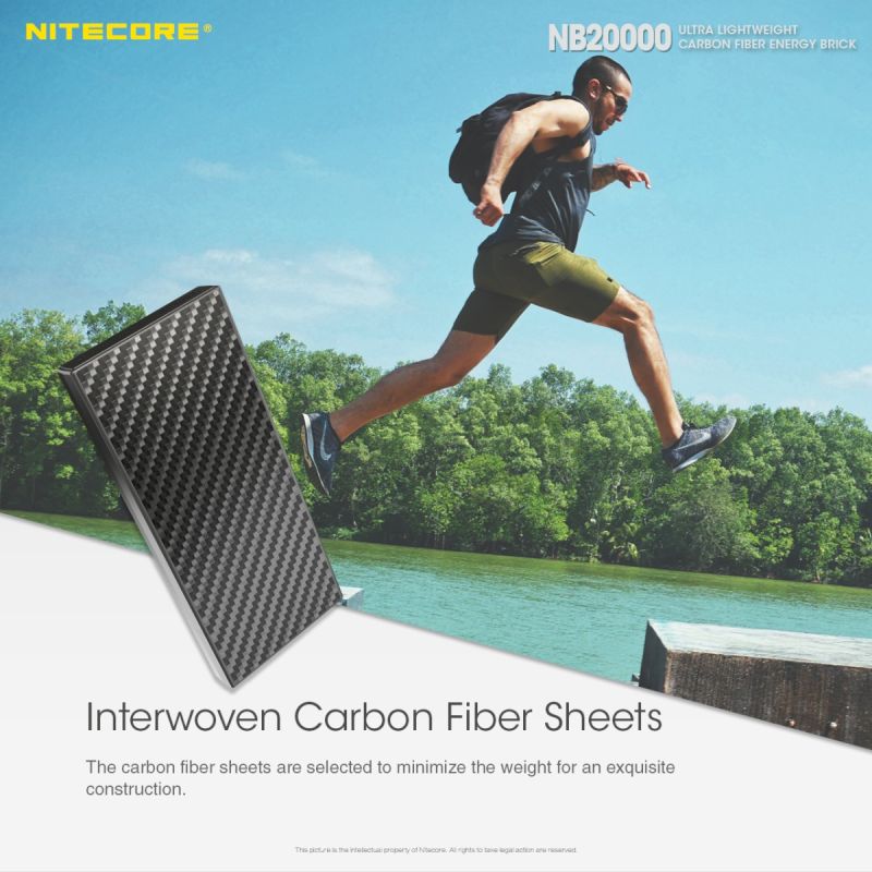 Nitecore NB20000 QC Dobbelt Port USB USB-C powerbank 20000mAh letvægt hurtig opladning bærbar oplader