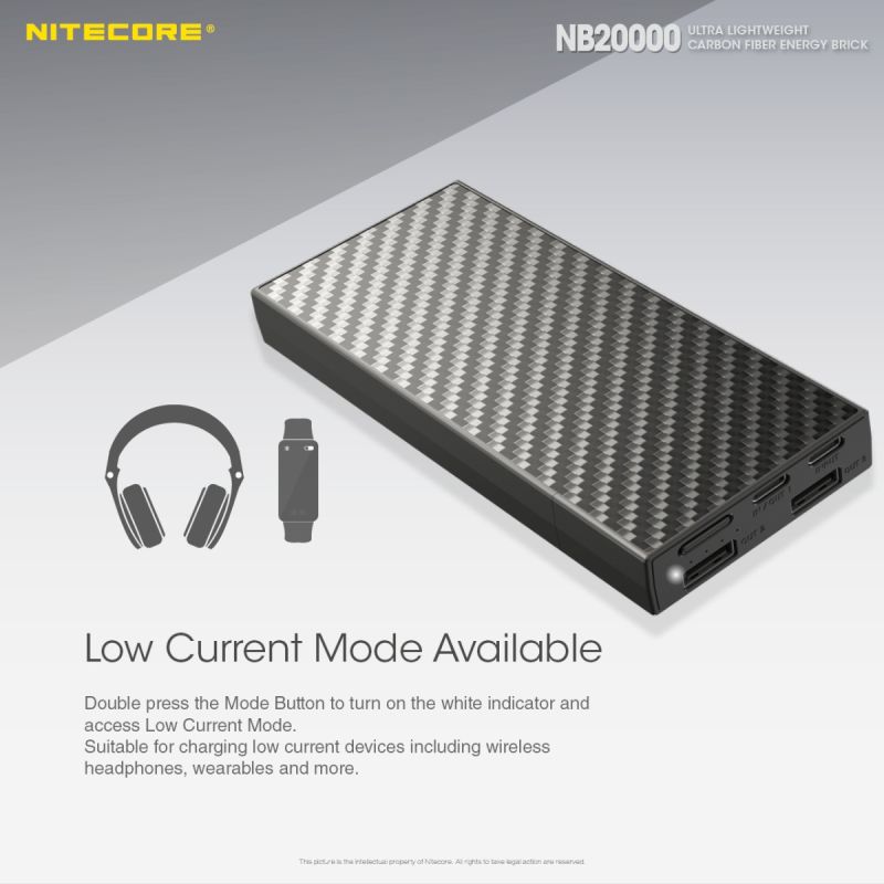 Nitecore NB20000 QC Dobbelt Port USB USB-C powerbank 20000mAh letvægt hurtig opladning bærbar oplader