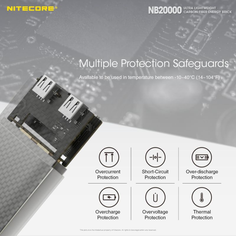 Nitecore NB20000 QC Dobbelt Port USB USB-C powerbank 20000mAh letvægt hurtig opladning bærbar oplader