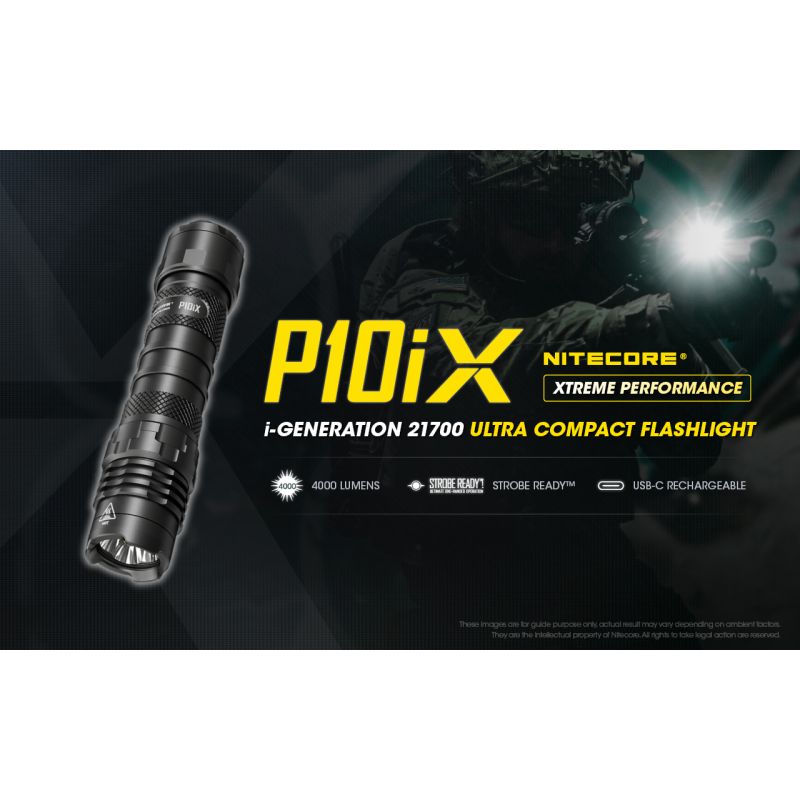 Nitecore P10iX stærk LED lommelygte 4000 lumen fleksibel batterivalg perfekt til udendørs og militær brug