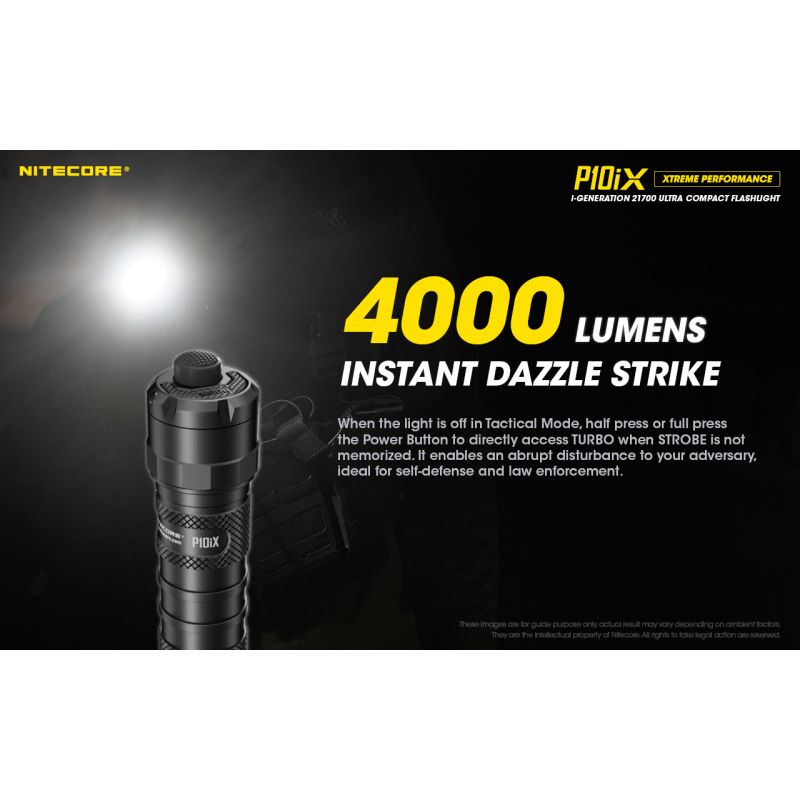Nitecore P10iX stærk LED lommelygte 4000 lumen fleksibel batterivalg perfekt til udendørs og militær brug