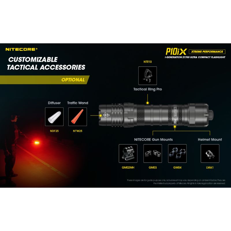 Nitecore P10iX stærk LED lommelygte 4000 lumen fleksibel batterivalg perfekt til udendørs og militær brug