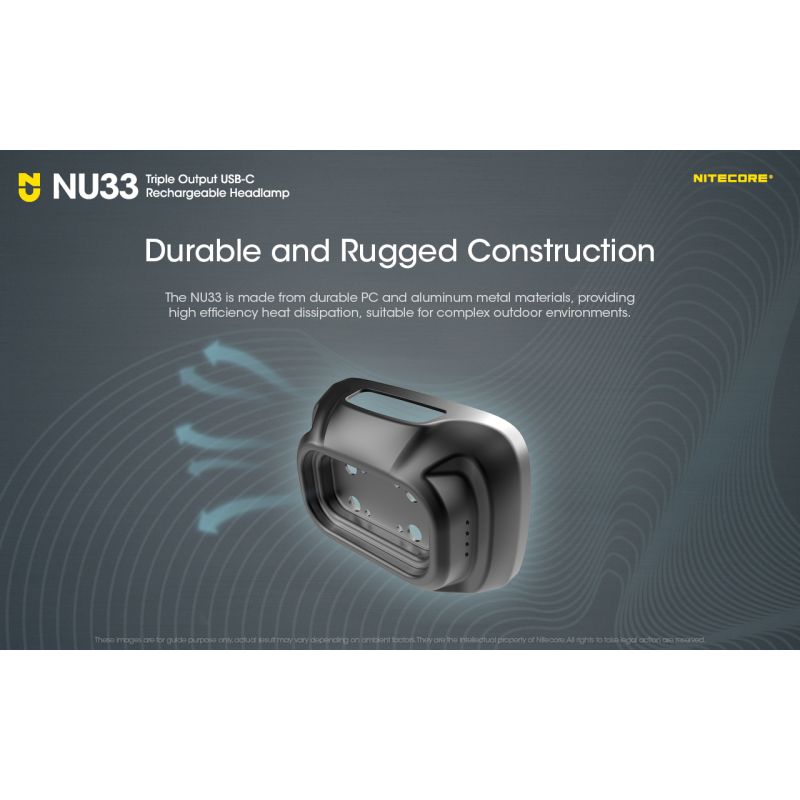 Nitecore NU33 USB-C genopladelig pandelampe 700 lumen høj lysstyrke letvægts og vandtæt campingudstyr