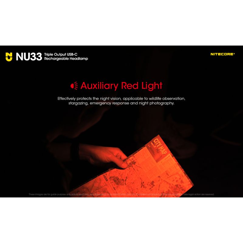 Nitecore NU33 USB-C genopladelig pandelampe 700 lumen høj lysstyrke letvægts og vandtæt campingudstyr