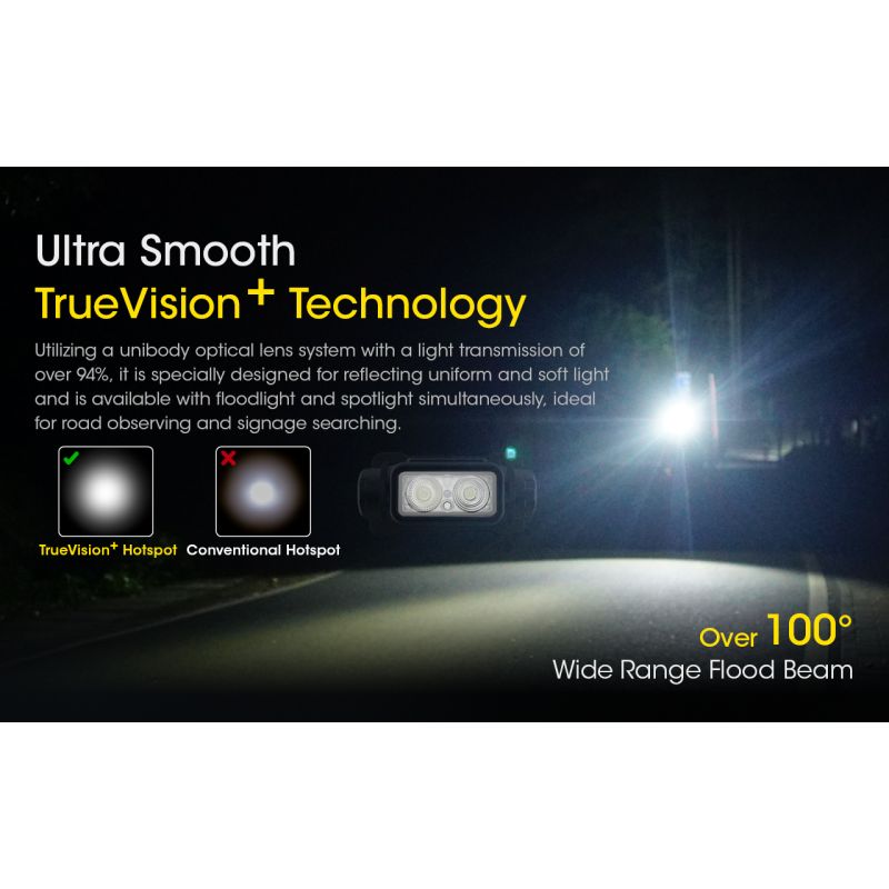 NITECORE NU43 genopladelig pandelampe 3400mAh batteri kraftig belysning 1400 lumen hvidt rødt lys til camping