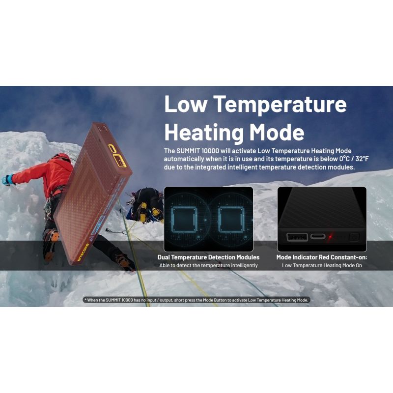 Nitecore Summit 10000 Powerbank: Ekstrem kulde -40°C mobil oplader med varmefunktion & QC/PD USB-C letvægts IPX5