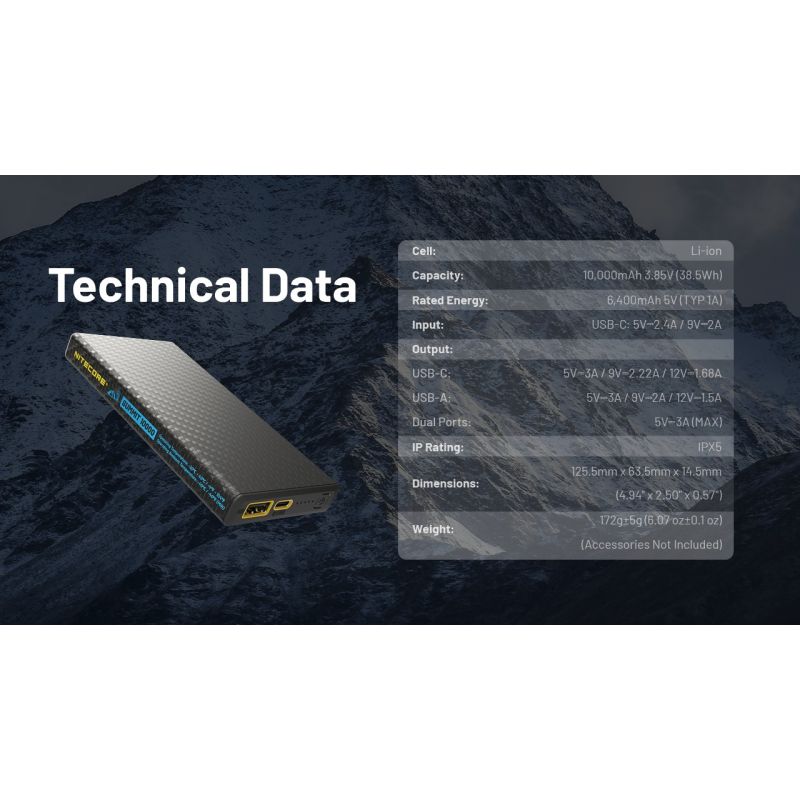 Nitecore Summit 10000 Powerbank: Ekstrem kulde -40°C mobil oplader med varmefunktion & QC/PD USB-C letvægts IPX5
