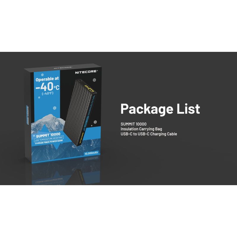Nitecore Summit 10000 Powerbank: Ekstrem kulde -40°C mobil oplader med varmefunktion & QC/PD USB-C letvægts IPX5