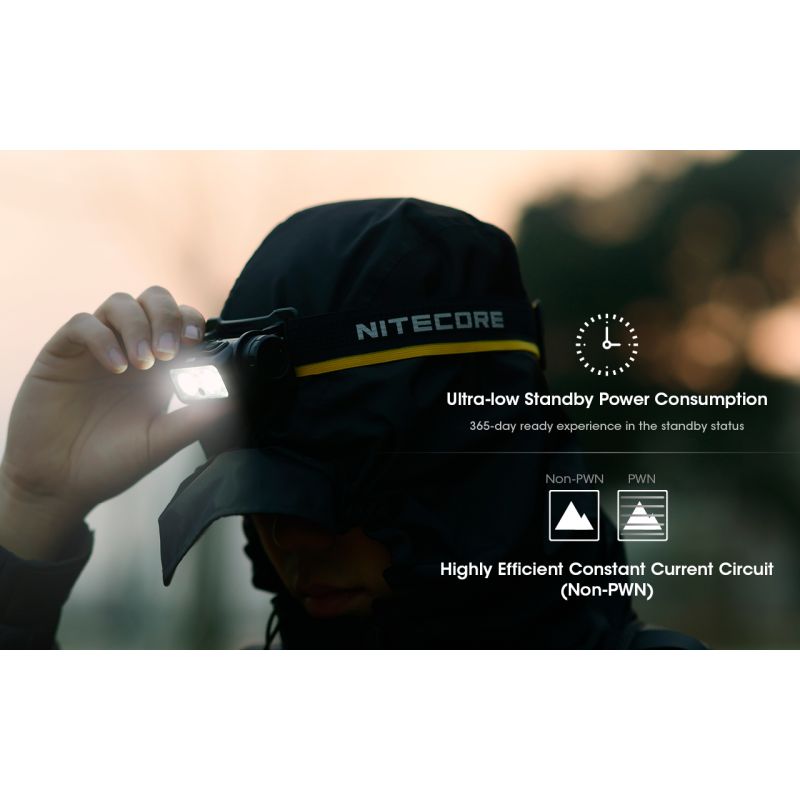 Nitecore NU50 kraftig 1400 lumen genopladelig LED-forlygte til vandreture og søgning med lang batteritid