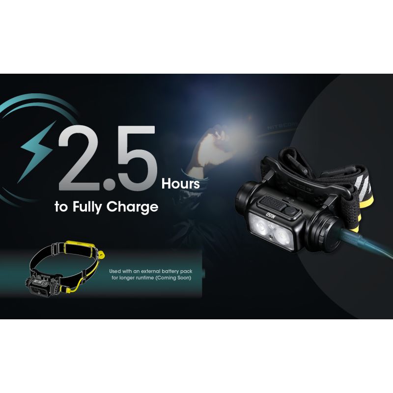 Nitecore NU50 kraftig 1400 lumen genopladelig LED-forlygte til vandreture og søgning med lang batteritid