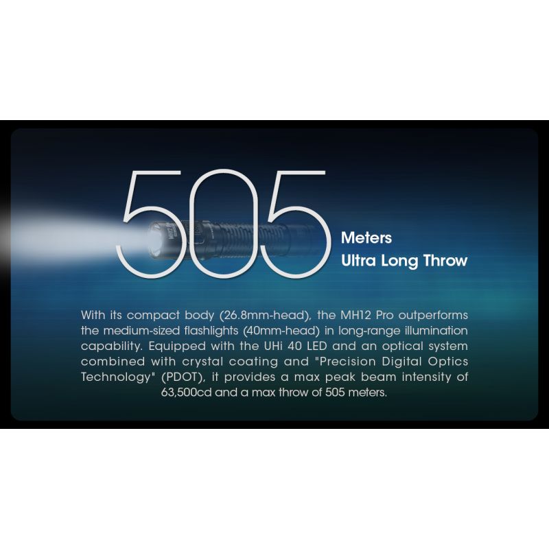 Nitecore MH12 Pro 3300 Lumen USB-C genopladelig lommelygte til udendørs eventyr og natlige vandreture