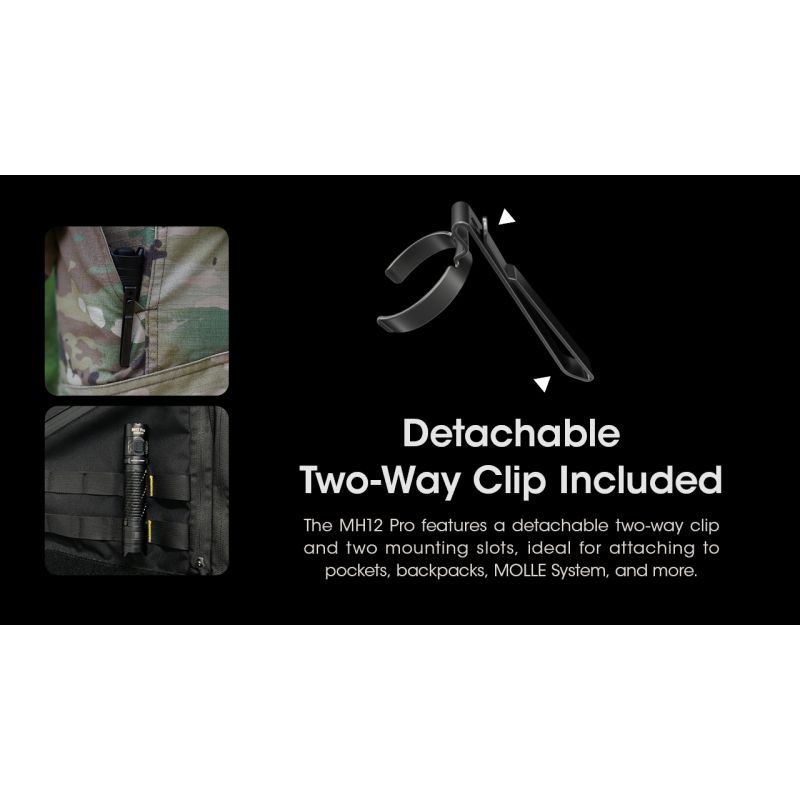 Nitecore MH12 Pro 3300 Lumen USB-C genopladelig lommelygte til udendørs eventyr og natlige vandreture