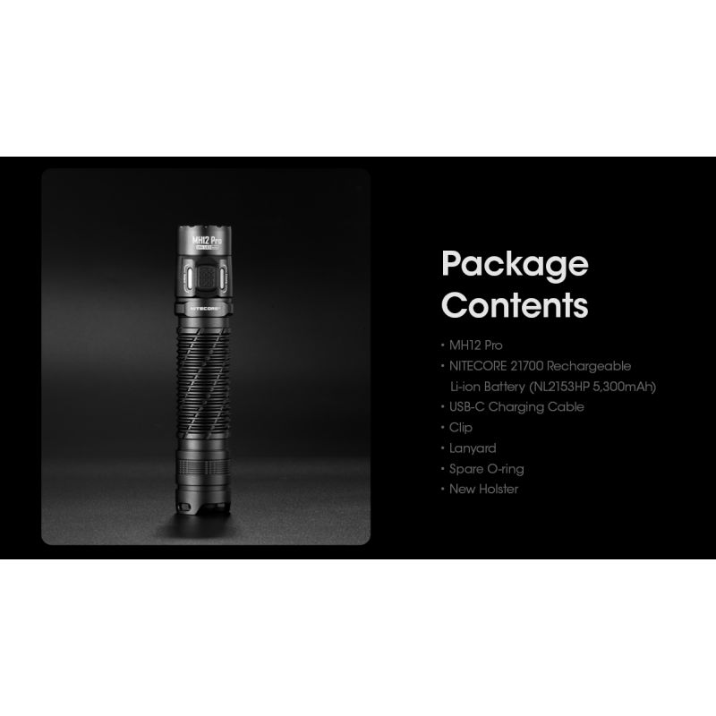 Nitecore MH12 Pro 3300 Lumen USB-C genopladelig lommelygte til udendørs eventyr og natlige vandreture