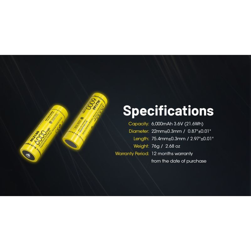 NITECORE NL2140HP 21700 Li-ion batteri 4000mAh 3.6V til høj-dræn enheder LED lommelygter og digitalkameraer