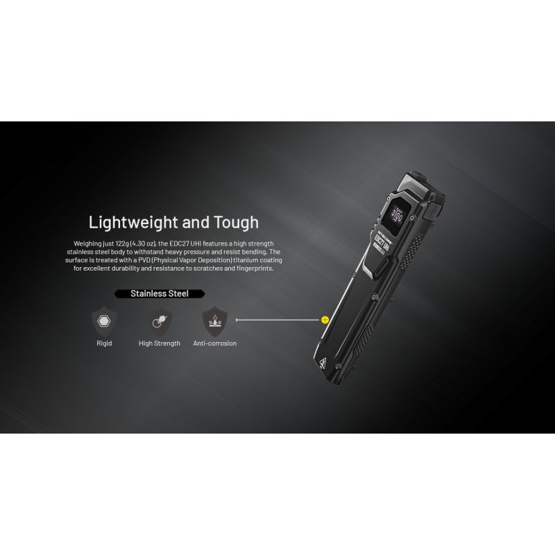 NITECORE EDC27 UHi genopladelig lommelygte 3100 lumen USB-C letvægts og kraftfuld til udendørs eventyr