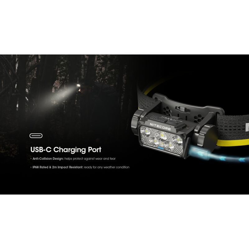 Nitecore HC60 UHE LED genopladelig forlygte med 1600 lumen til camping og vandretur robust udendørs belysning