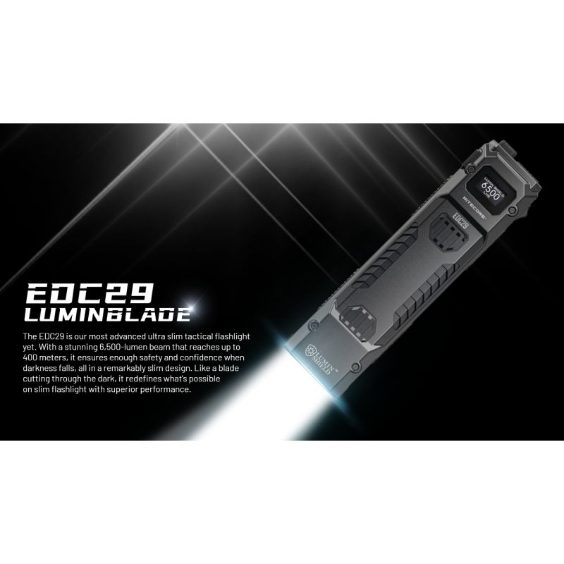 NITECORE EDC29 6500 lumen USB-C genopladelig lommelygte camping og hverdagens bærbar med justerbare niveauer