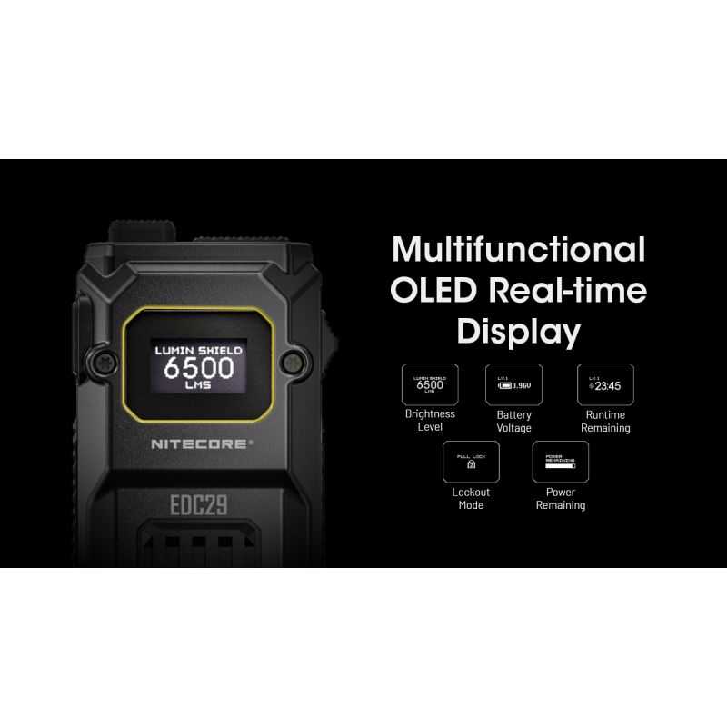 NITECORE EDC29 6500 lumen USB-C genopladelig lommelygte camping og hverdagens bærbar med justerbare niveauer