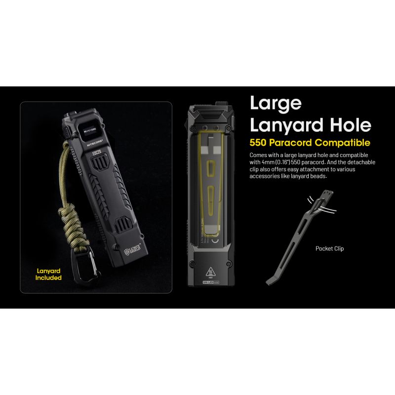 NITECORE EDC29 6500 lumen USB-C genopladelig lommelygte camping og hverdagens bærbar med justerbare niveauer