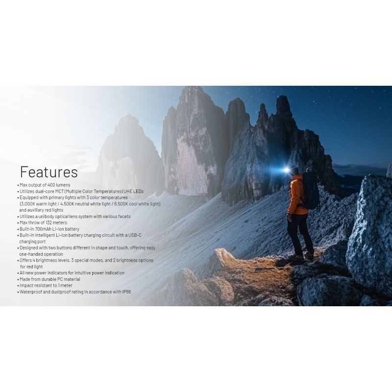NITECORE NU25 opgraderet forlygte 400 lumen USB-C genopladelig letvægtsforlygte til udendørs eventyr