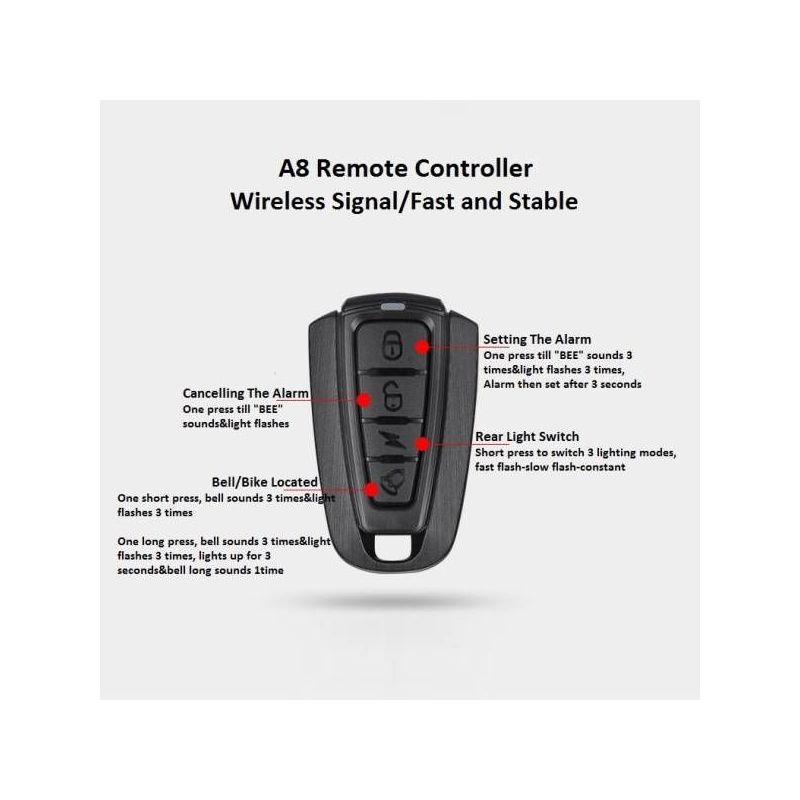 ANTUSI A8 cykel baglygte og tyverialarm med automatisk bremse for cyklingsikkerhed og synlighed på ture